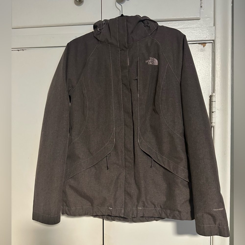 North Face Women’s DryVent Insulated Waterproof Jacket Hooded Gray Tawny Quartz